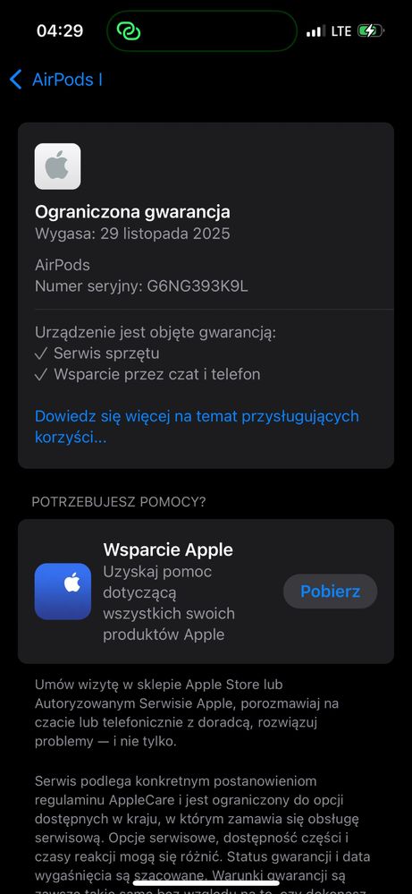 Sluchawki bezprzewodowe AirPods 4 Stan dobry lecz nie ma lewego podsa