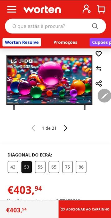 Tv LG UA75 50' AI