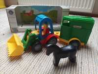 WADER - traktor-ładowarka z przyczepą i koniem