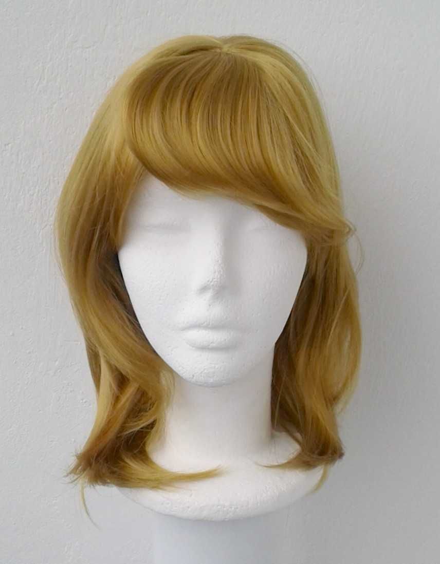 Promocja Obniżka Krótka żółta złota peruka z grzywką cosplay wig blond