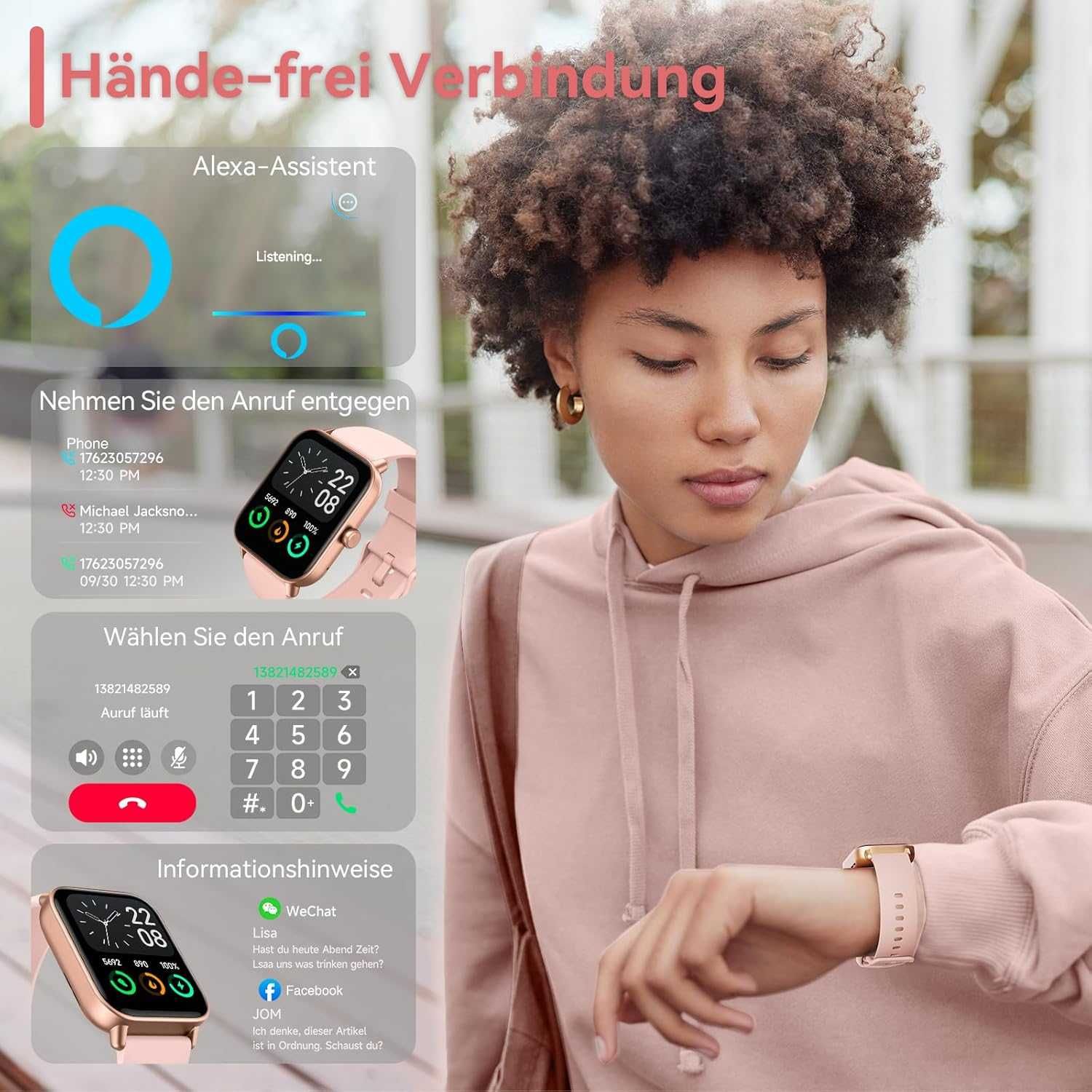 Smartwatch damski 2 SZTUKI 1,8", puls, SpO2, stres, Alexa, IP68, sport