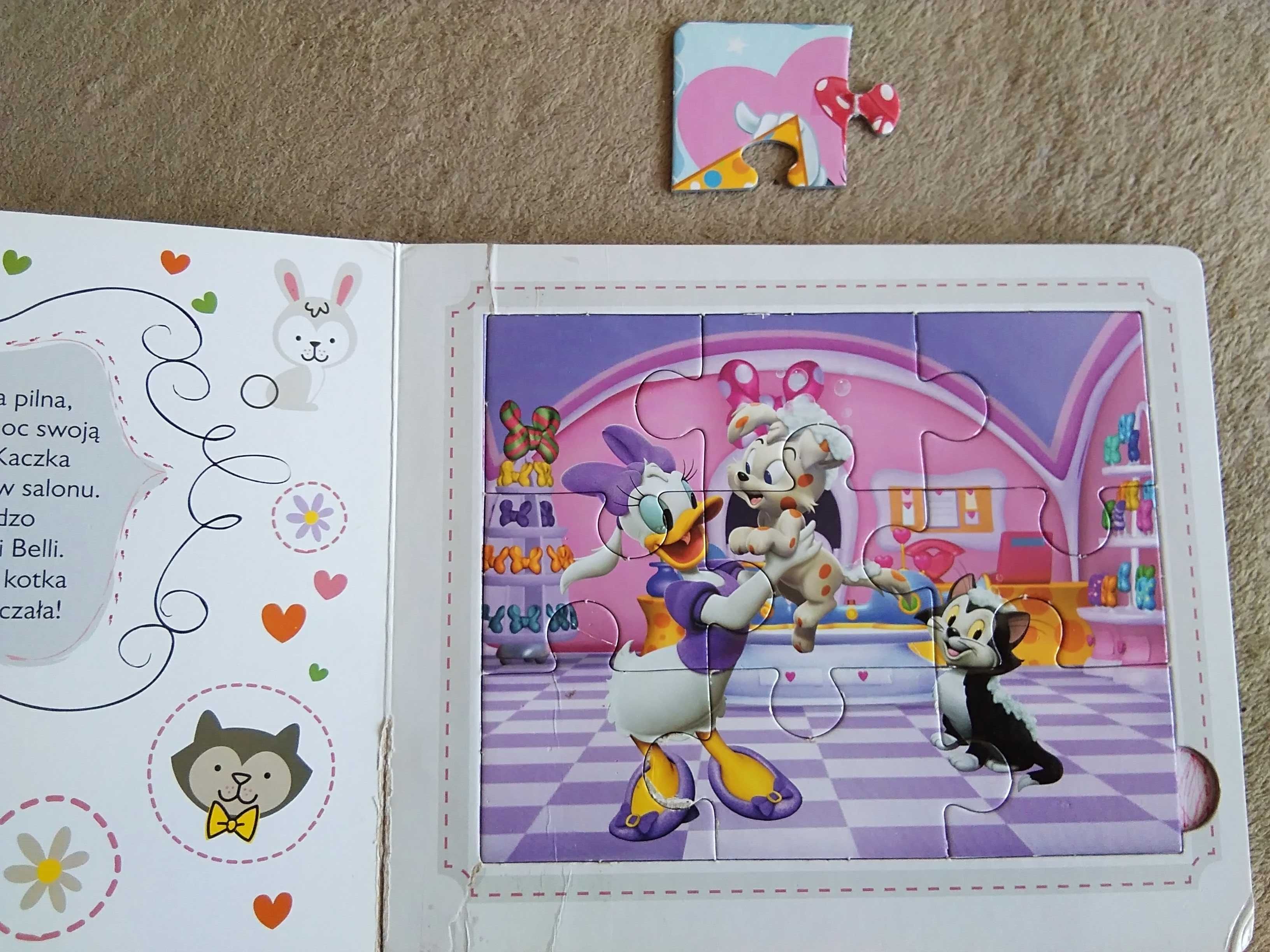 Myszka Minnie puzzle 15 szt, książka z puzzlami, wierszyki Disney