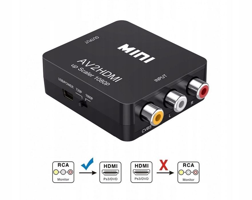 Konwerter CVBS-HDMI Composite Video do HDMI czarny