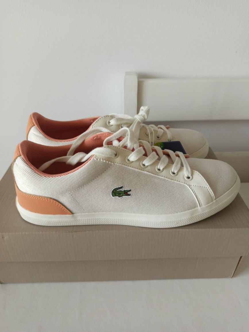 Lacoste nowe kremowe trampki 38