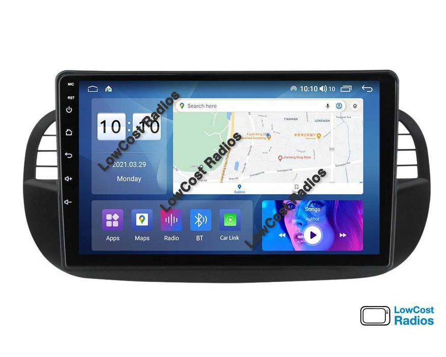 Auto Rádio GPS FIAT 500 - 9" (Desde 2007 a 2015) • ABARTH • Android 15