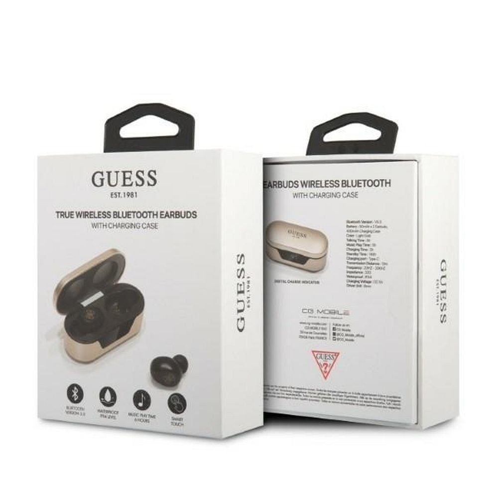 GUESS słuchawki bluetooth TWS + stacja dokująca GUTWST31ED złote