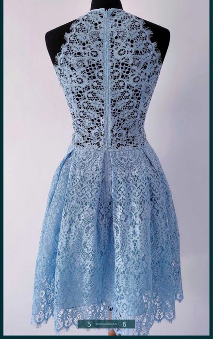 Niebieska Koronkowa tiulowa  sukienka midi mini 44 xxl 42 XL asos luxe