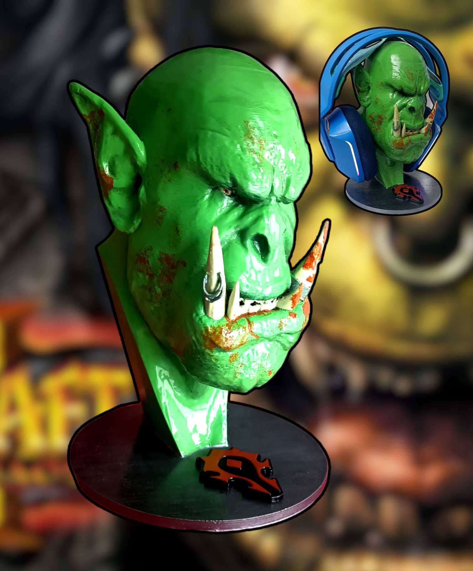 Statuetka, stojak na słuchawki, Ork, World of Warcraft, Rękodzieło,WOW