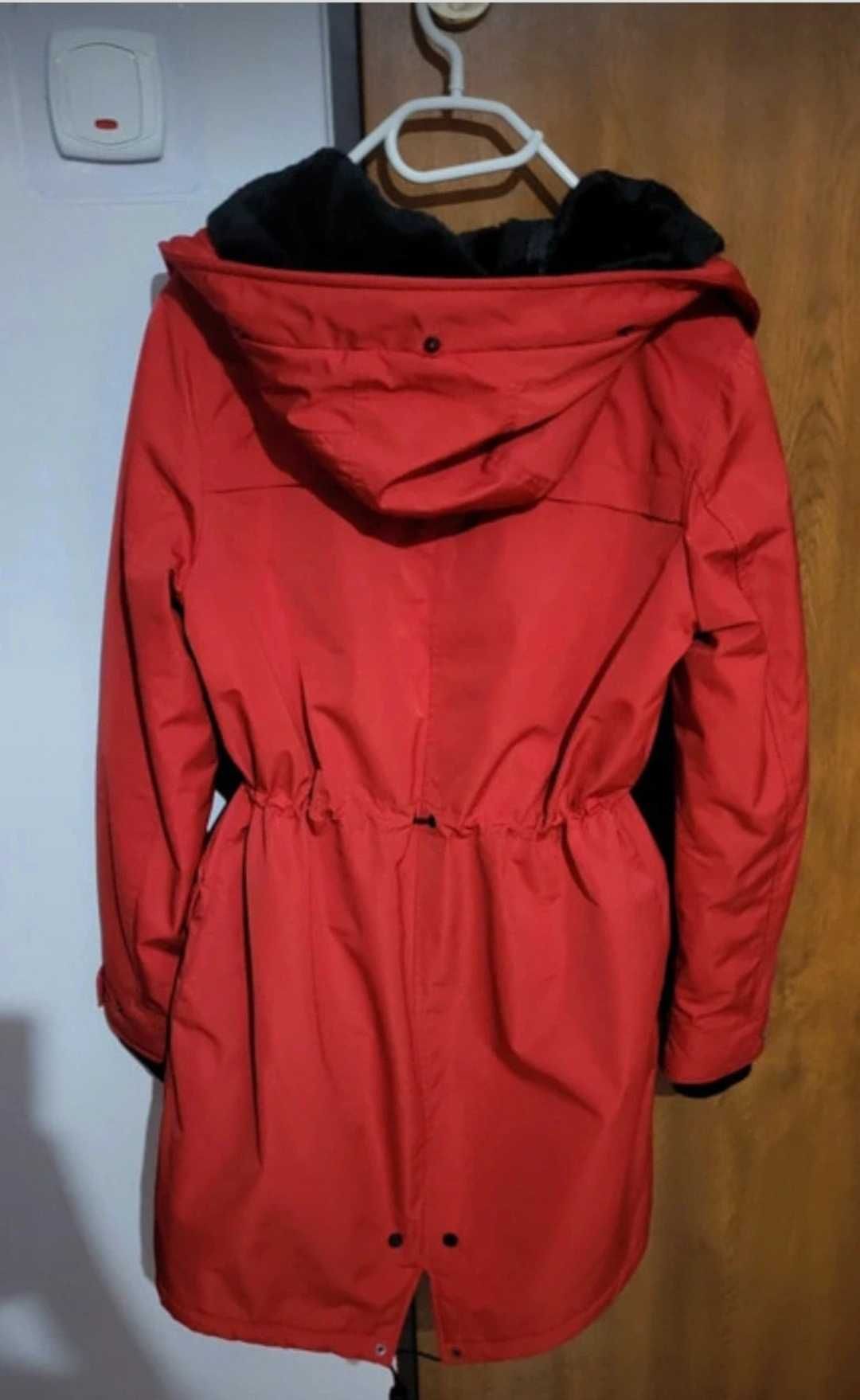 C&A czerwona kurtka parka damska S 36