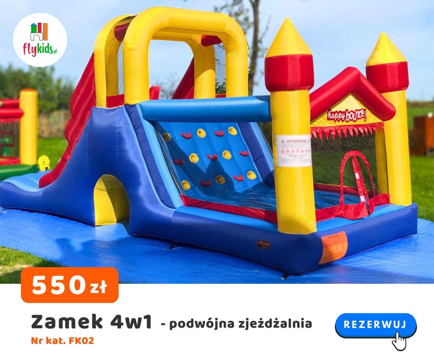 Dmuchaniec ZAMEK DMUCHANY 4w1 – Miękki i bezpieczny dla Maluszków