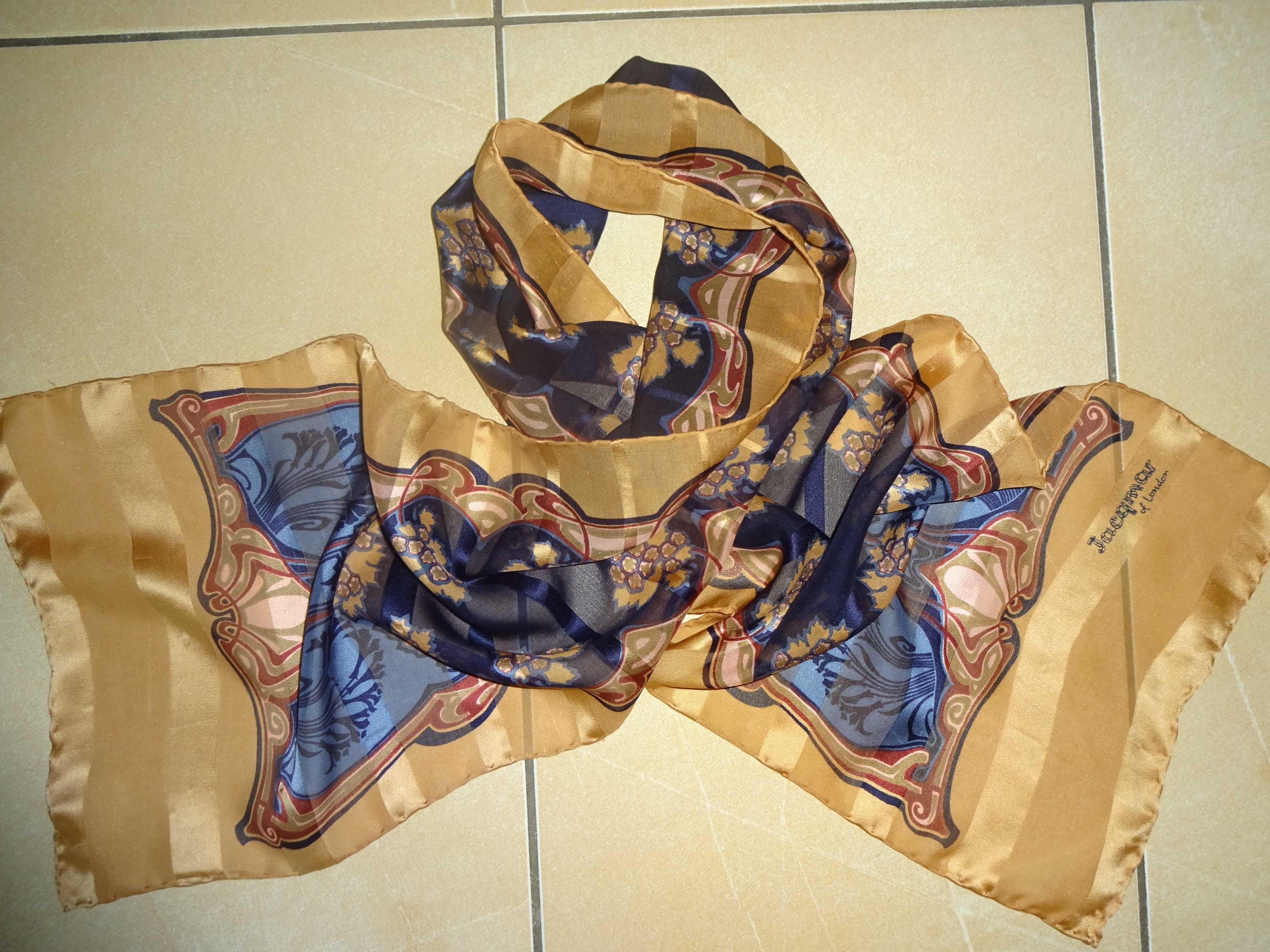 JACQMAR of London 100% SILK jedwabny rolowany szal szalik apaszka