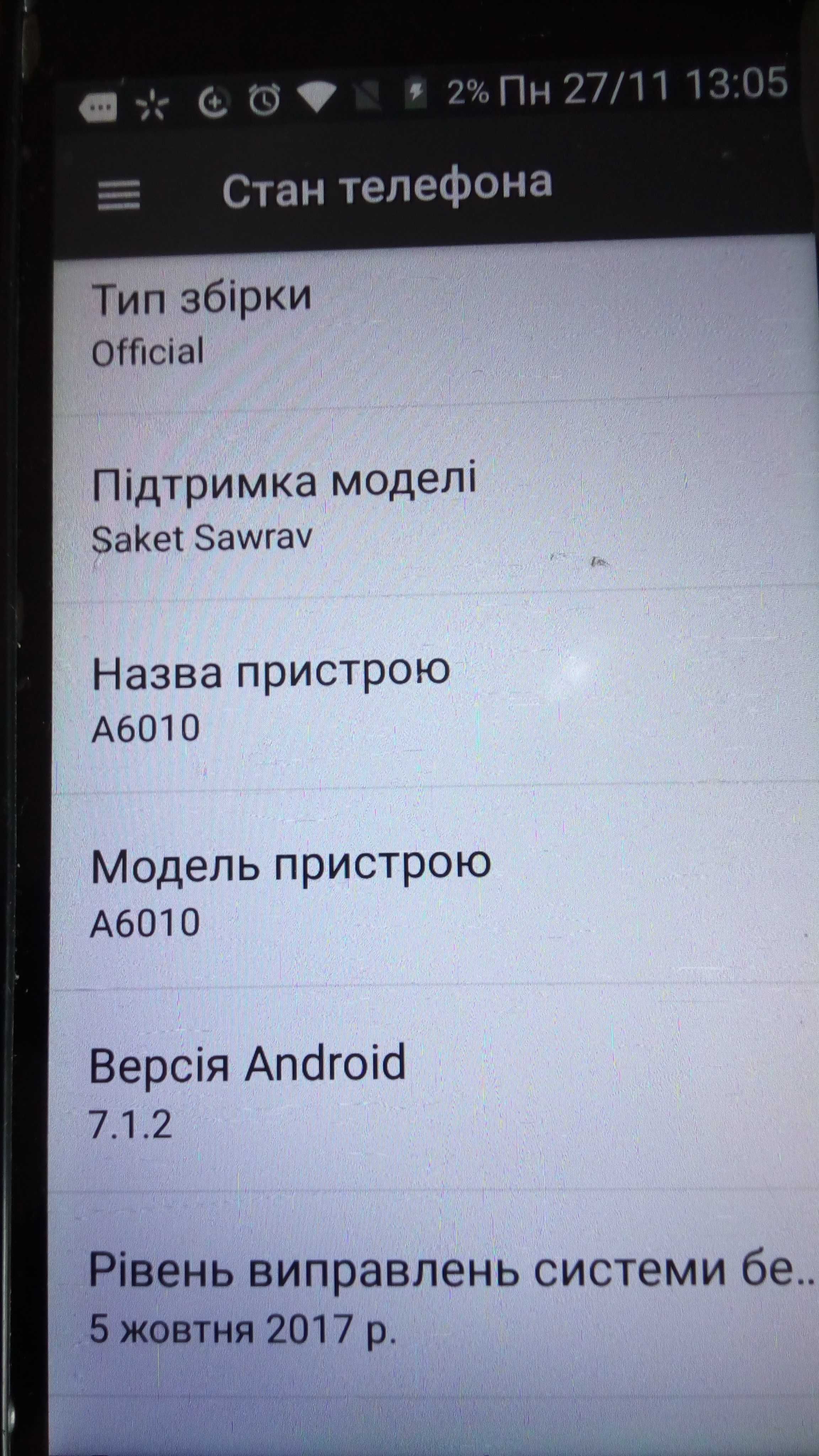 Телефон Lenovo A6010pro 2/16 Android 7.1.2 + чохол