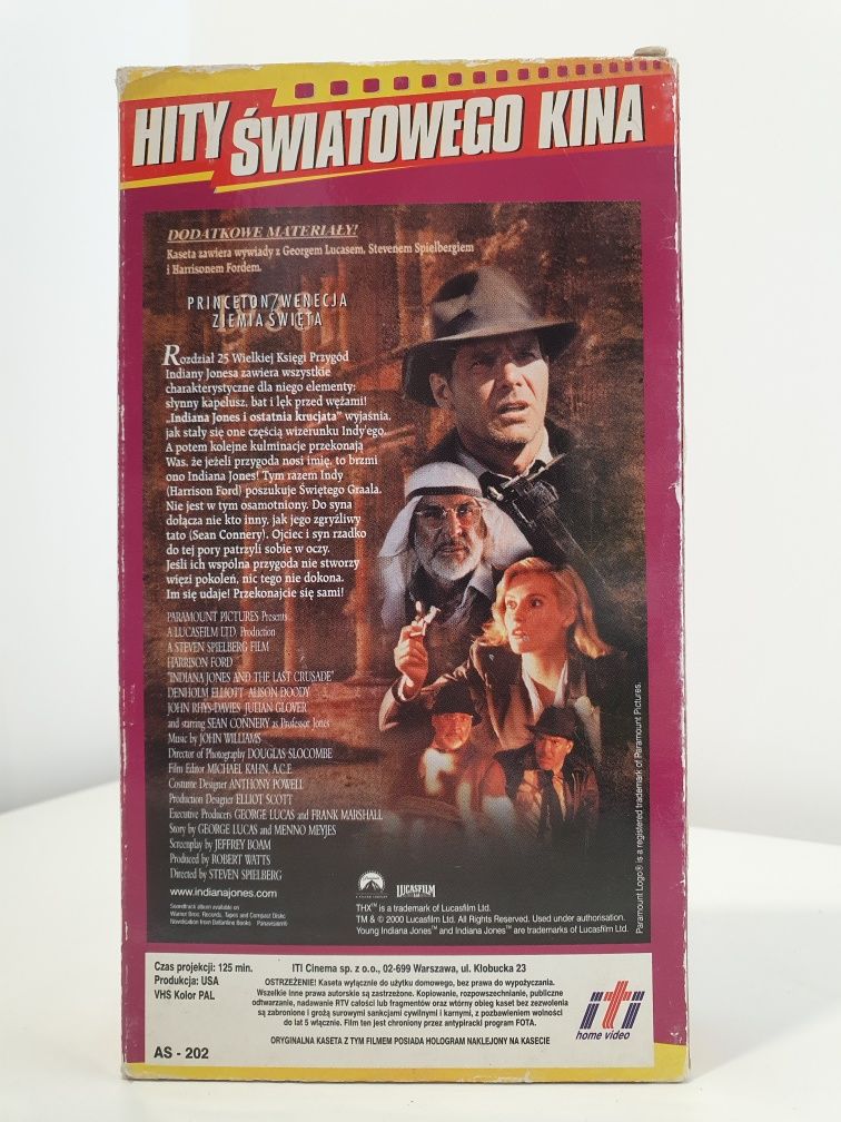 Indiana Jones i Ostatnia Krucjata film video VHS