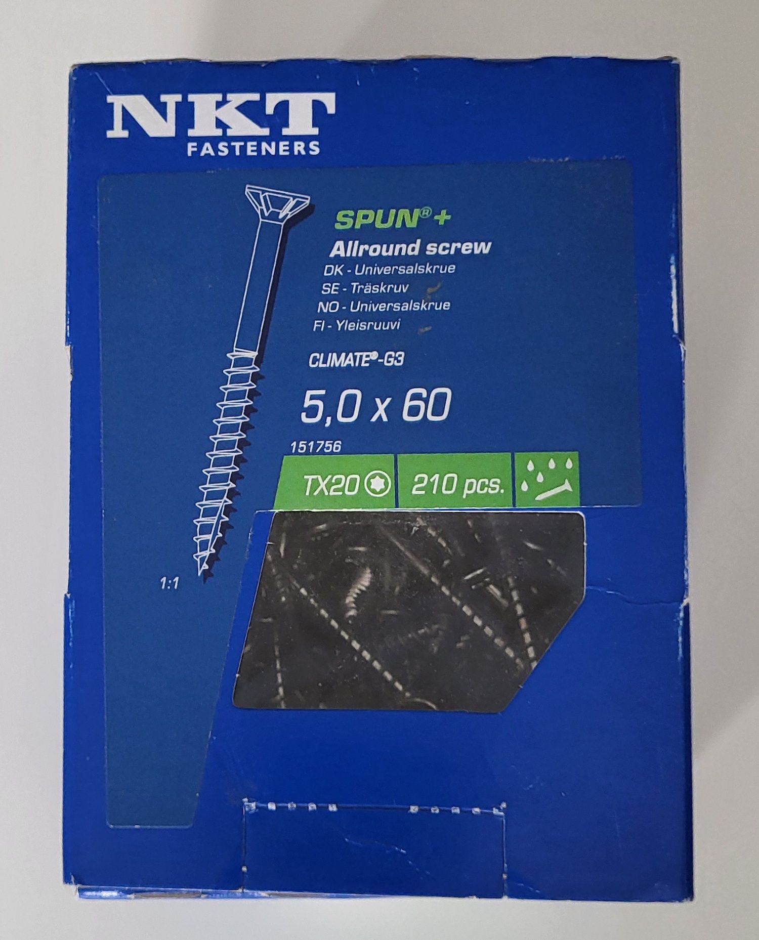 Wkręty uniwersalne NKT Fasteners Spun+ ​​​​Climate-G3 5x60 mm 160 szt.