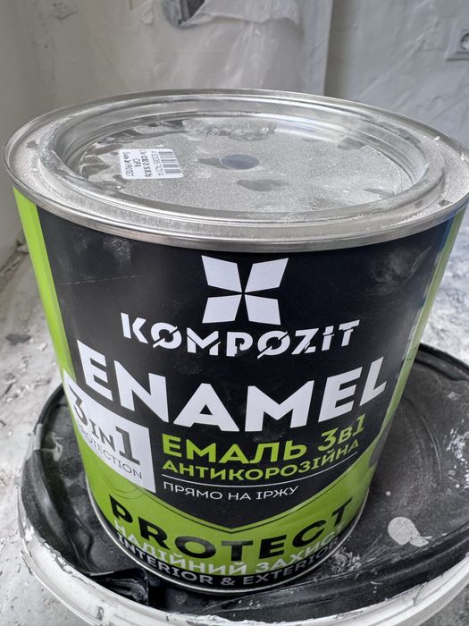 Антикорозійна акрилова емаль 3 в 1 Kompozit Enamel сіра