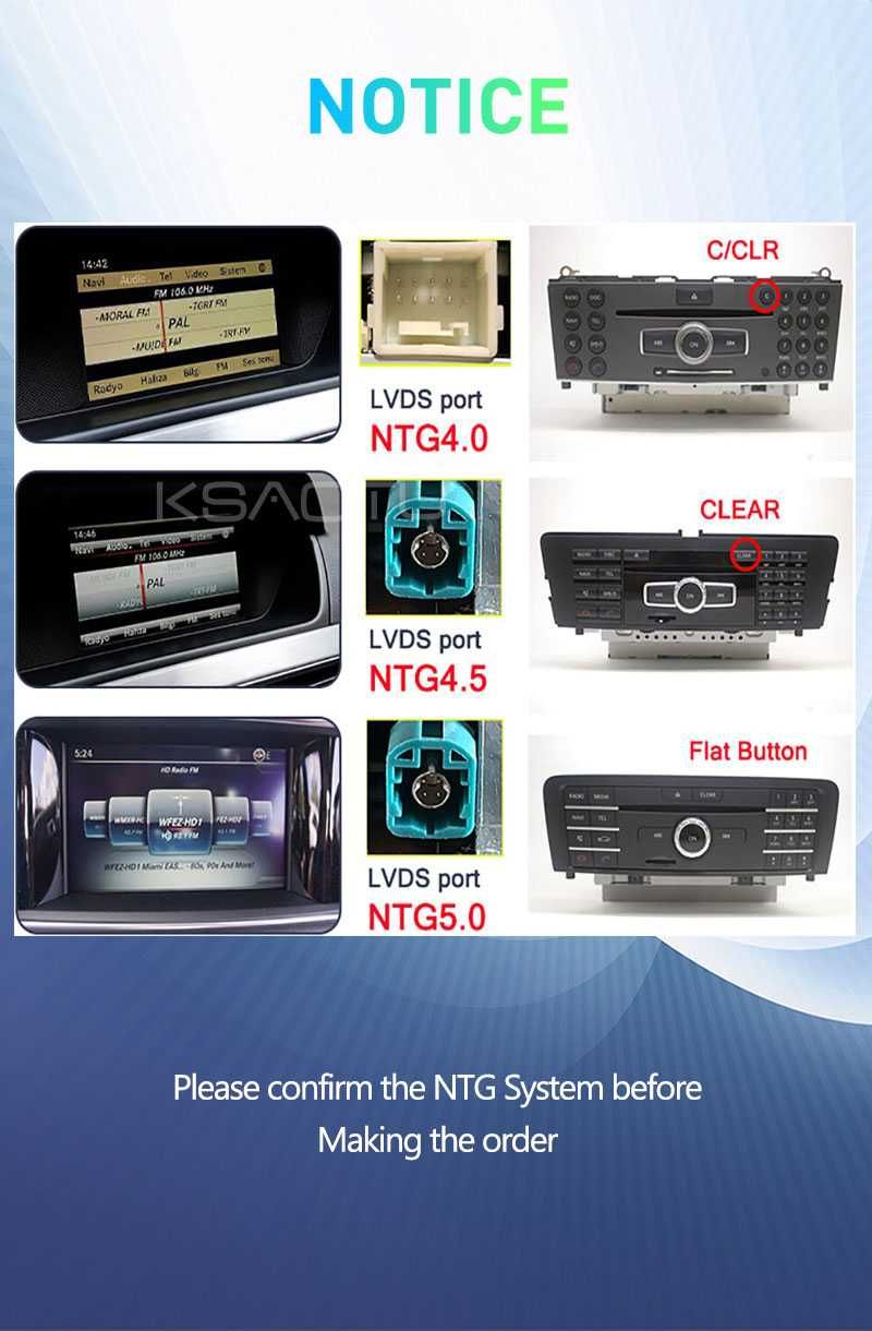 Radio FM USB GPS WiFi 4G CarPlay Android Mercedes C W204 System NTG4.5
