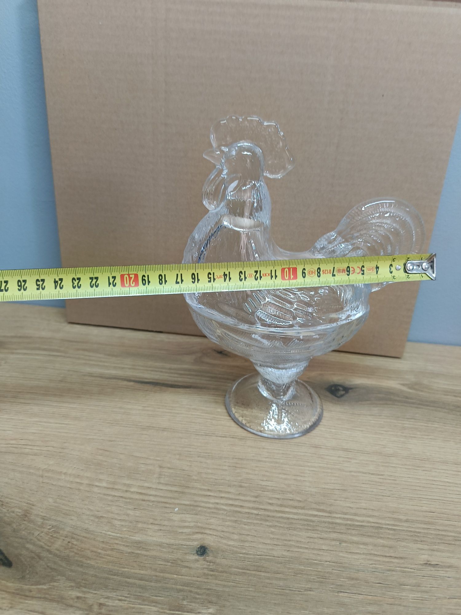 Kogut szklany bombonierka 21 cm