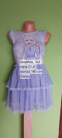 Liliowa sukienka z Frozen Disney rozm.134/140 cm