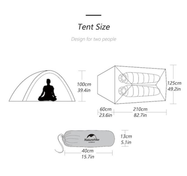 Двухместная палатка Naturehike Cloud UP 2 Silicone 20D нейлон gray