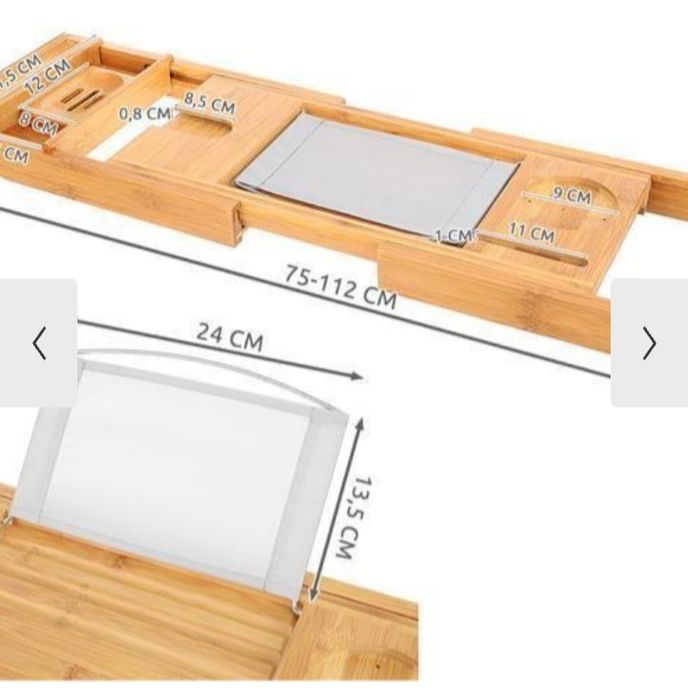 Полиця на ванну розсувна Ruhhy , бамбукова накладка на ванну.