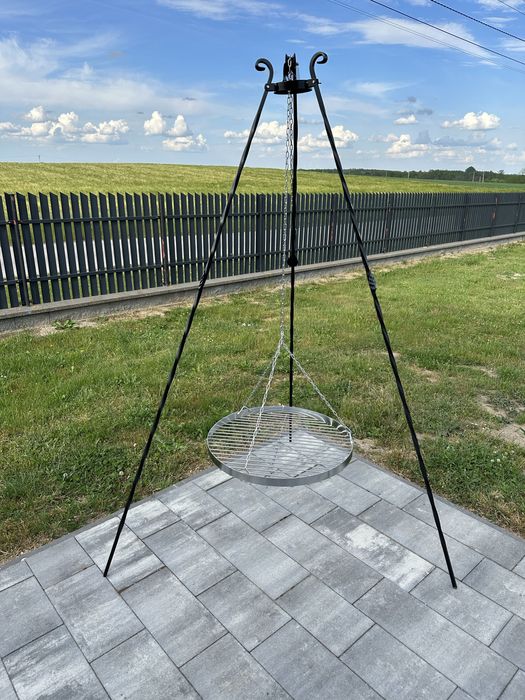 Grill trójnóg ogrodowy kuty palenisko 60 cm ruszt cgromowany PRODUCENT