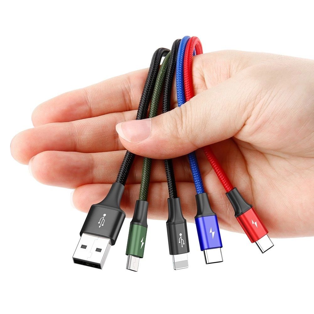 Kabel Baseus 4W1 1.2M Lightning, 2Xusb-C, Microusb Czarny