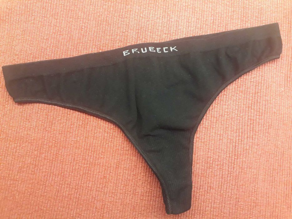 Stringi damskie czarne, bezszwowe, Brubeck