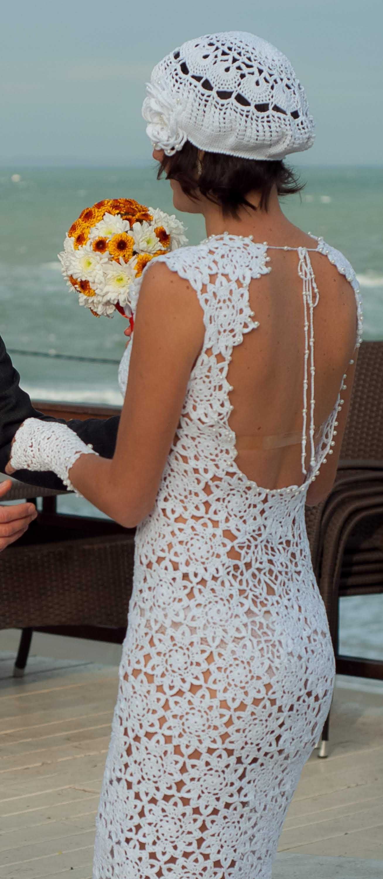 Свадебное платье вязанное крючком. Эксклюзив
