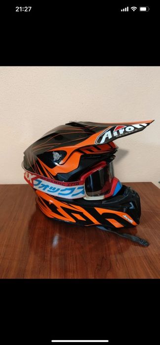 Capacete airoh + óculos fox