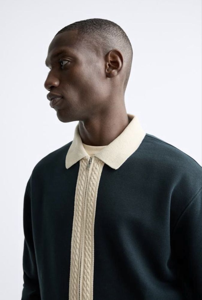 Чоловічий кардиган Zara XL темно зеленого кольору