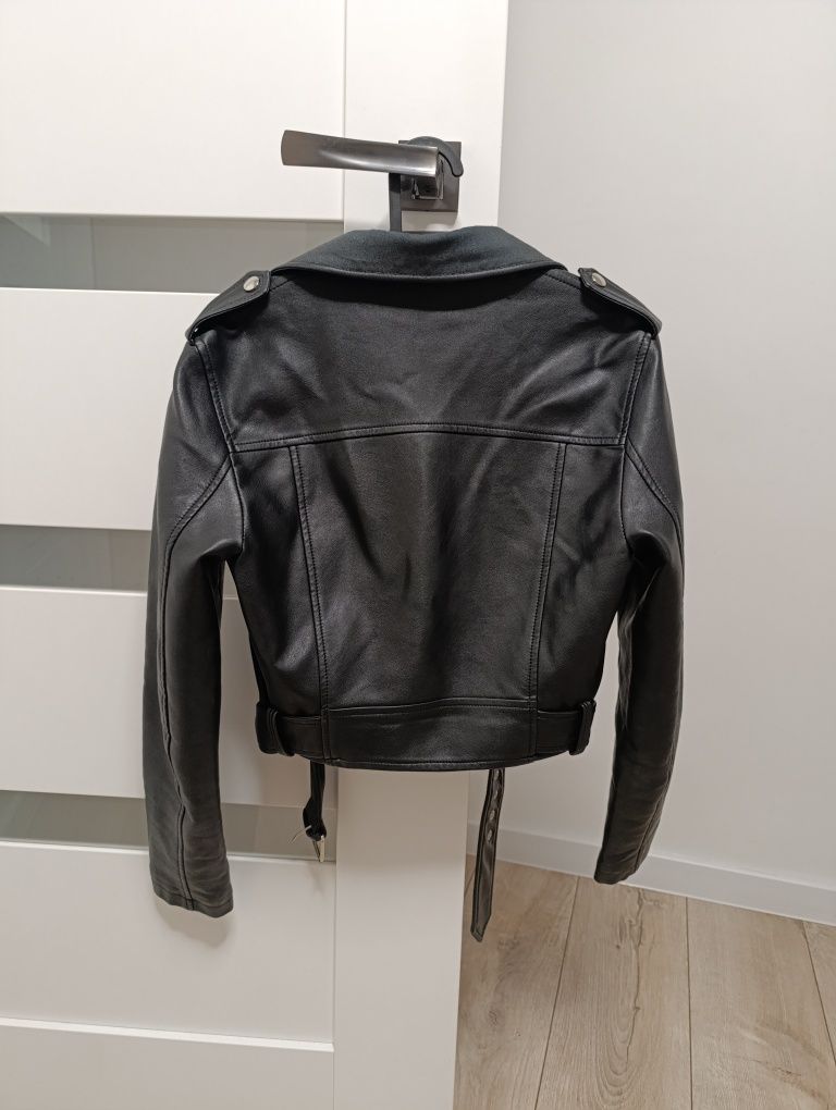 Ramoneska damska skórzana czarna Bershka eko skóra S