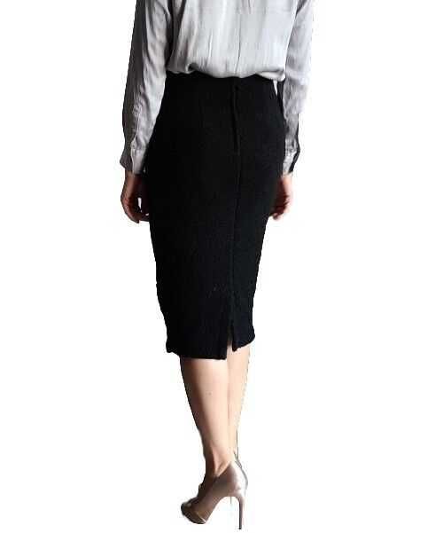 Saia Lápis Inverno Preta Midi Malha Texturizada Black Pencil Skirt 38