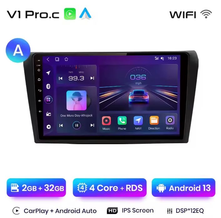 Rádio Mazda 3 2004 a 2009 Carplay Android GPS wifi Bluetooth 2/32GB