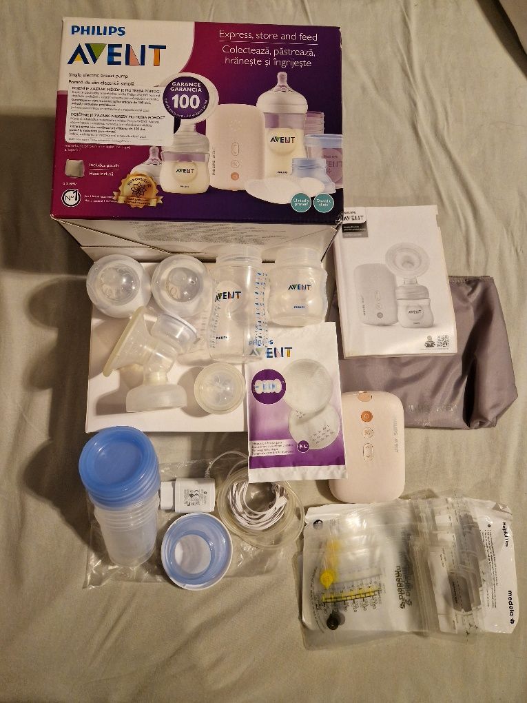 Duży zestaw Laktator elektryczny Philips Avent +10szt wore