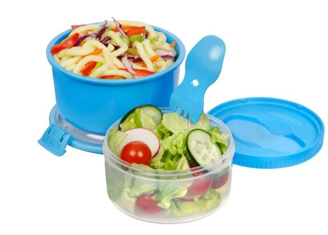 Lunch box dwupoziomowy z widelcem 965ml