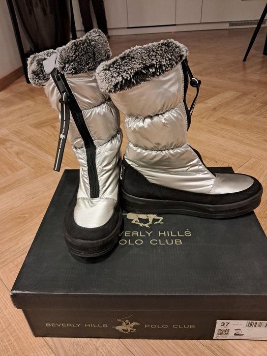 Śniegowce Kozaki Beverly Hills Polo Club 37 srebrne Super ciepłe
