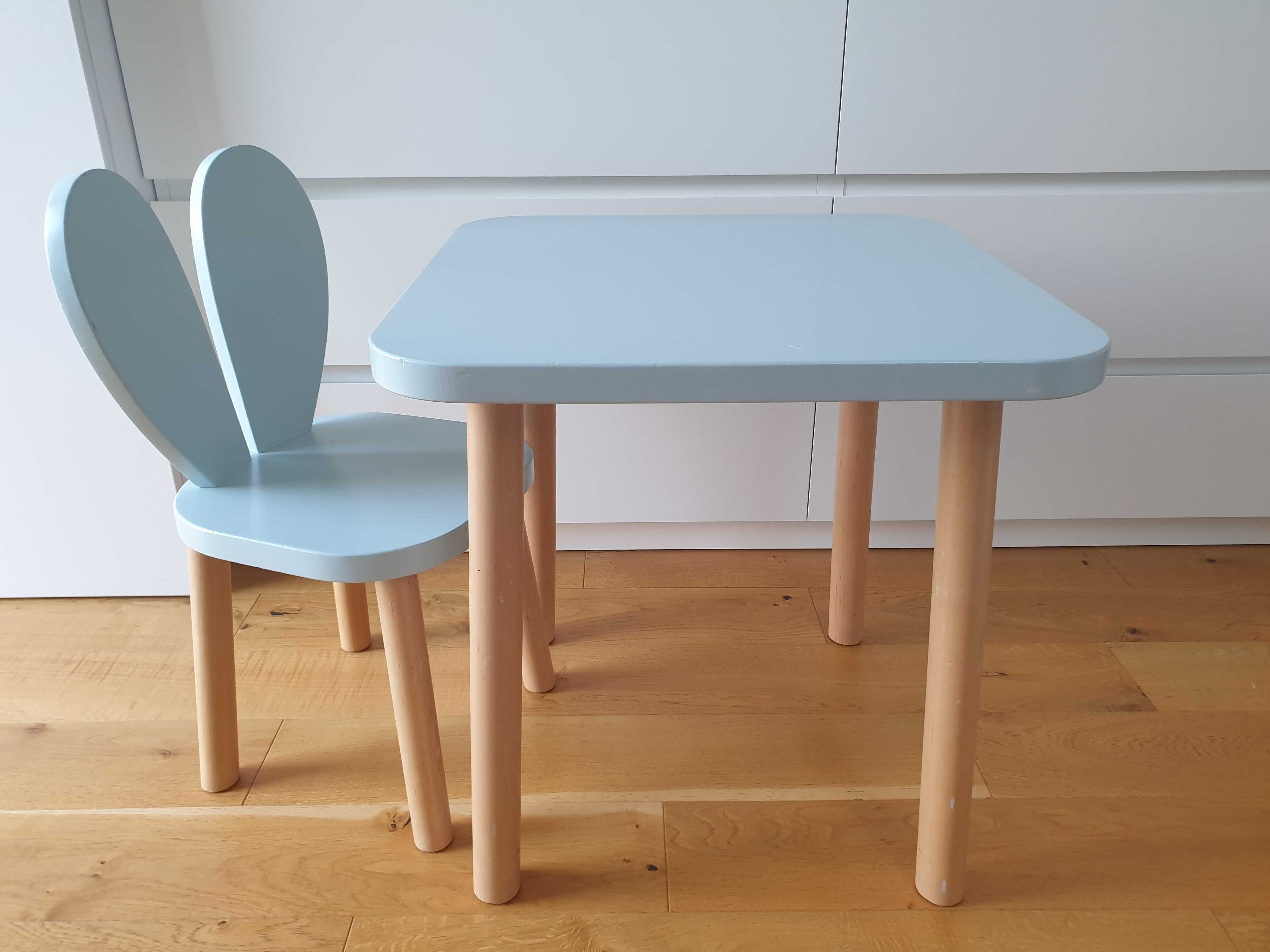 CUDANKI drewniany stolik + krzesełko KRÓLIK miętowy