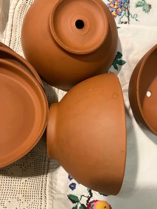 Горщики для фіалок з підвазонниками.2 штуки. Глина. Кераміка.Терракота