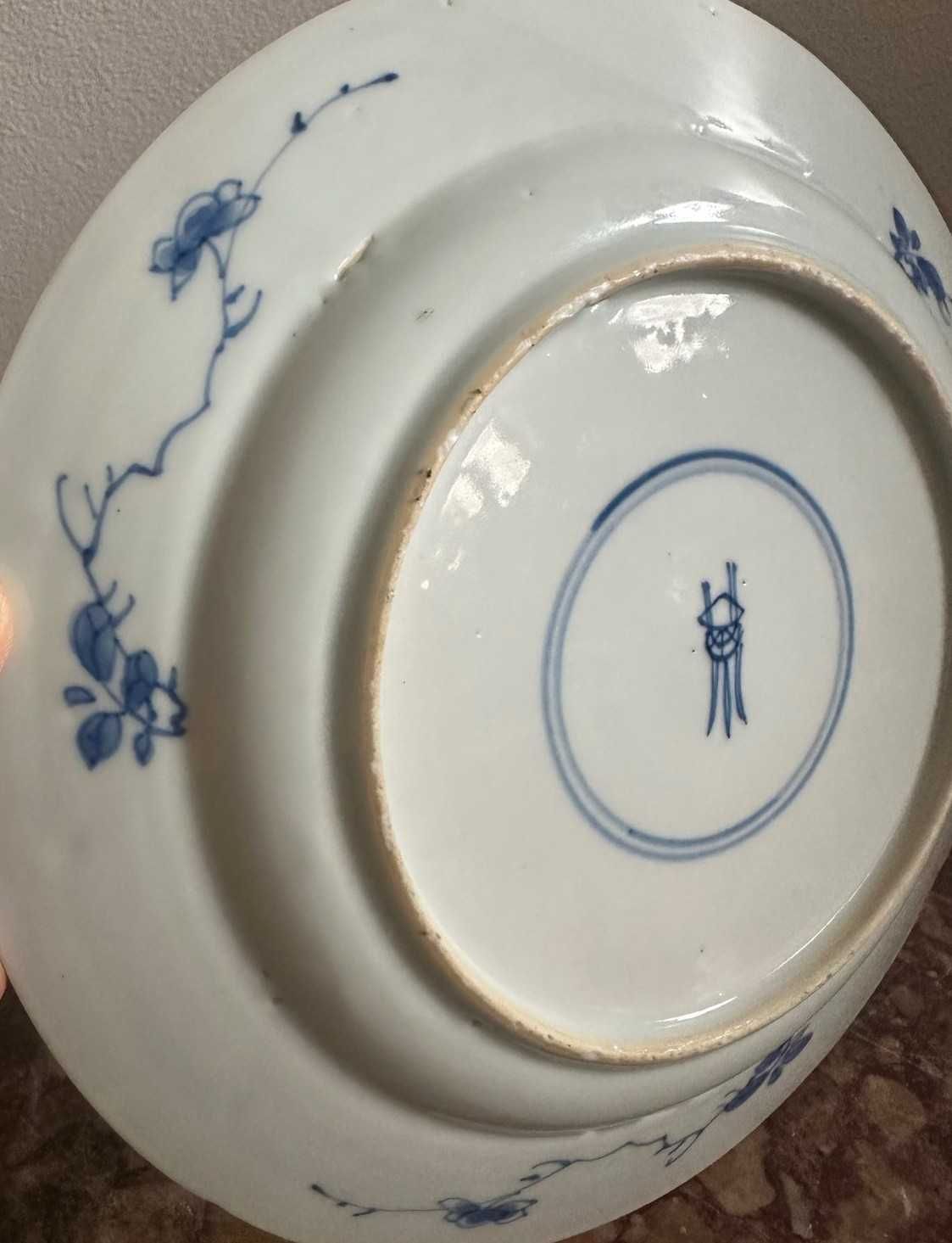 Prato de Porcelana Chinesa dec azul e branco, porcelana de exportação