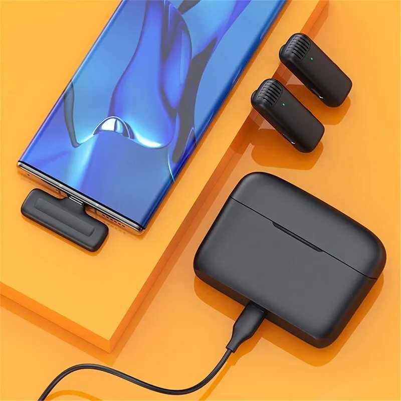 Mikrofony krawatowe J13 bezprzewodowe z ładowarką iphone