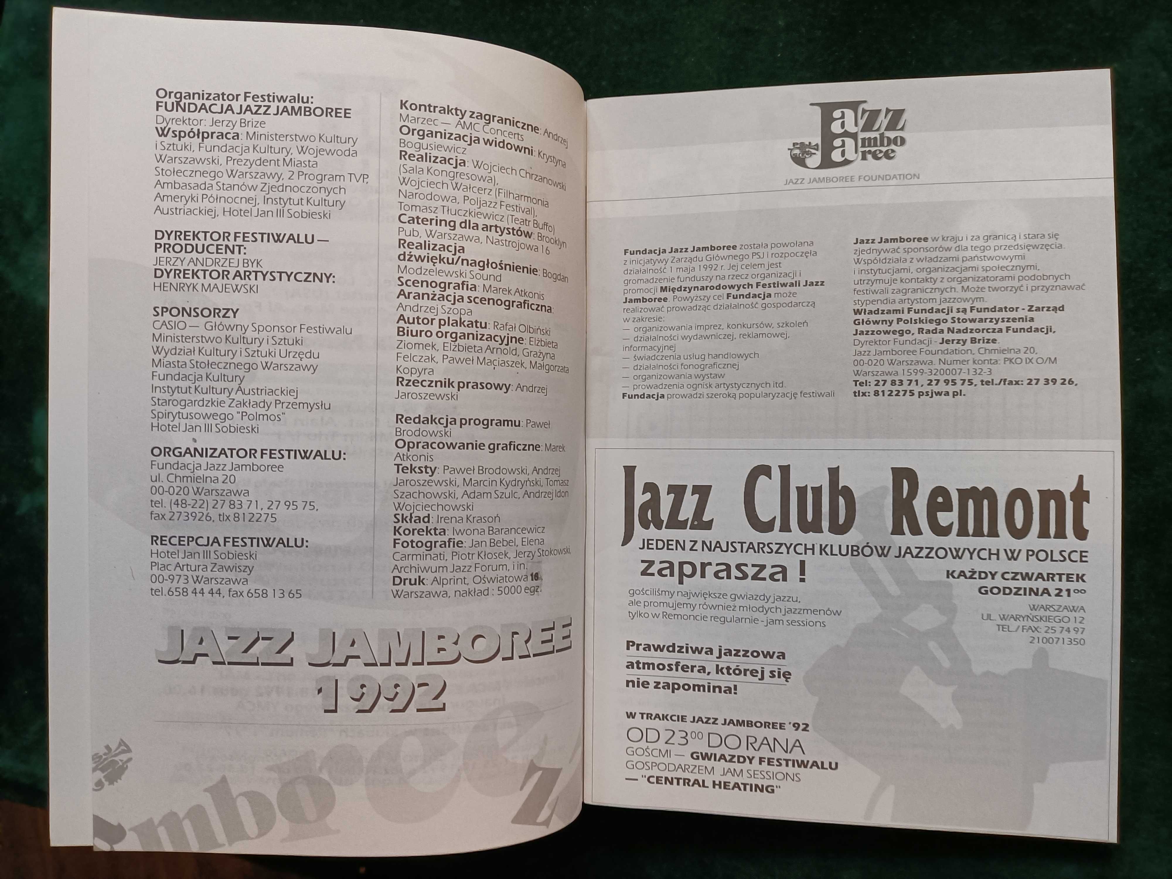 Jazz jamboree 1992 rok program stan bdb