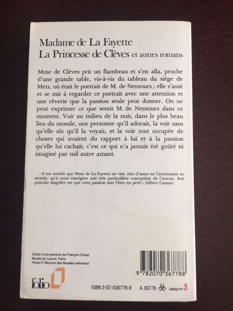 Livro "La Princesse de Clèves" de Madame de La Fayette (em francês)