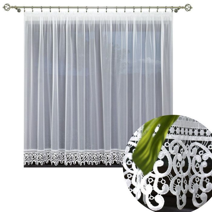 Firanka woal gotowa z gipiurą 400x150 cm biała