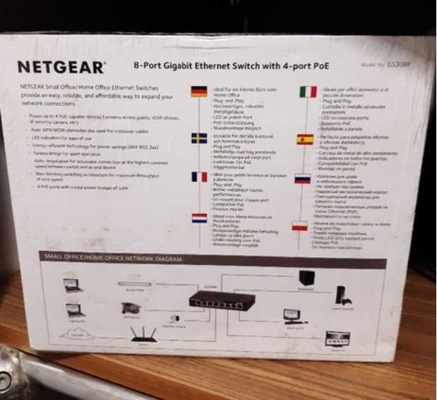 NetGear GS308P-100PES SWITCH 8 port Gb PoE NOWY