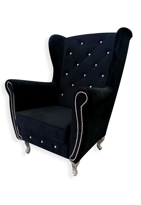 Sofa Kanapa Komplet Rozkładana Glamour kryształ Komplet Fotel Uszak st
