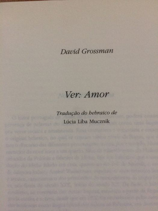 Livro Ver:Amor de David Grossman