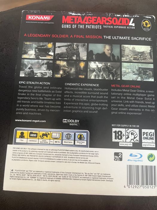 Metal Gear Solid 4 guma of the patriots ps 3