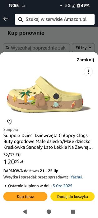Sandały crocs sunporx dziecięce kapibrara