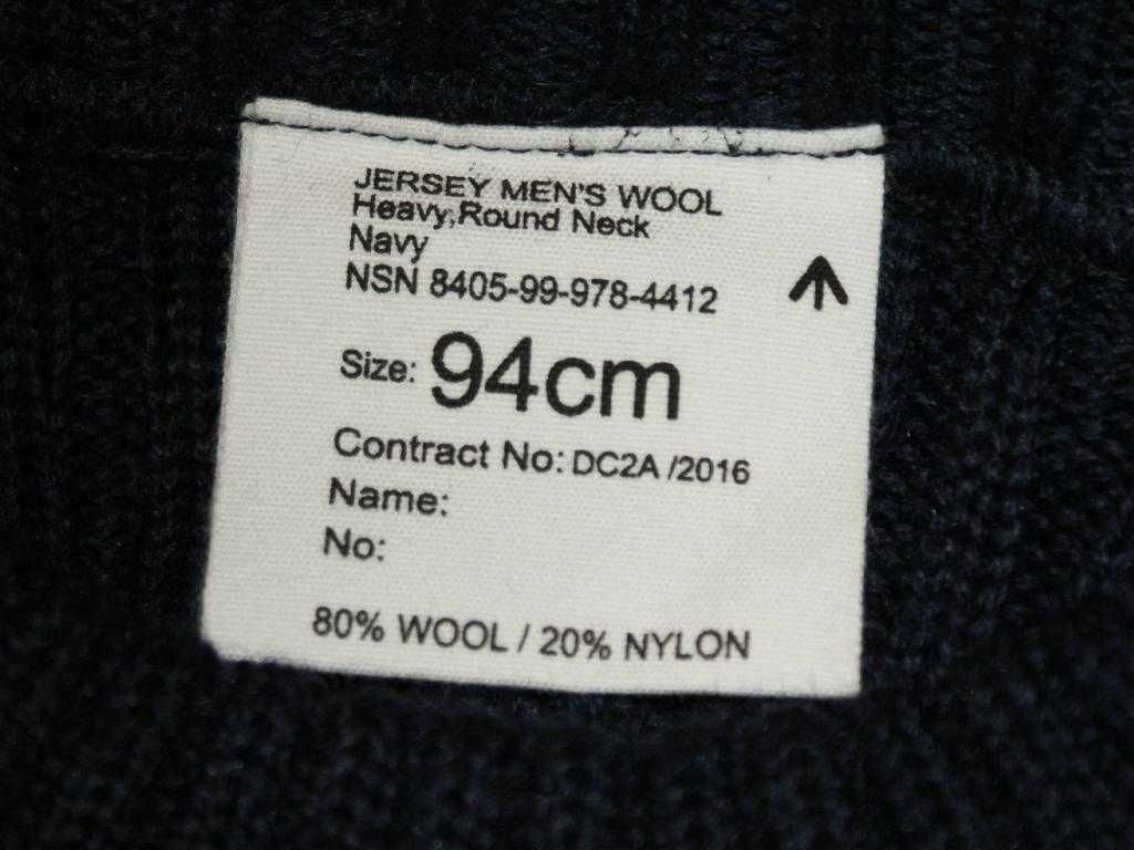 Navy 80% wełna gruby sweter Militarny męski M