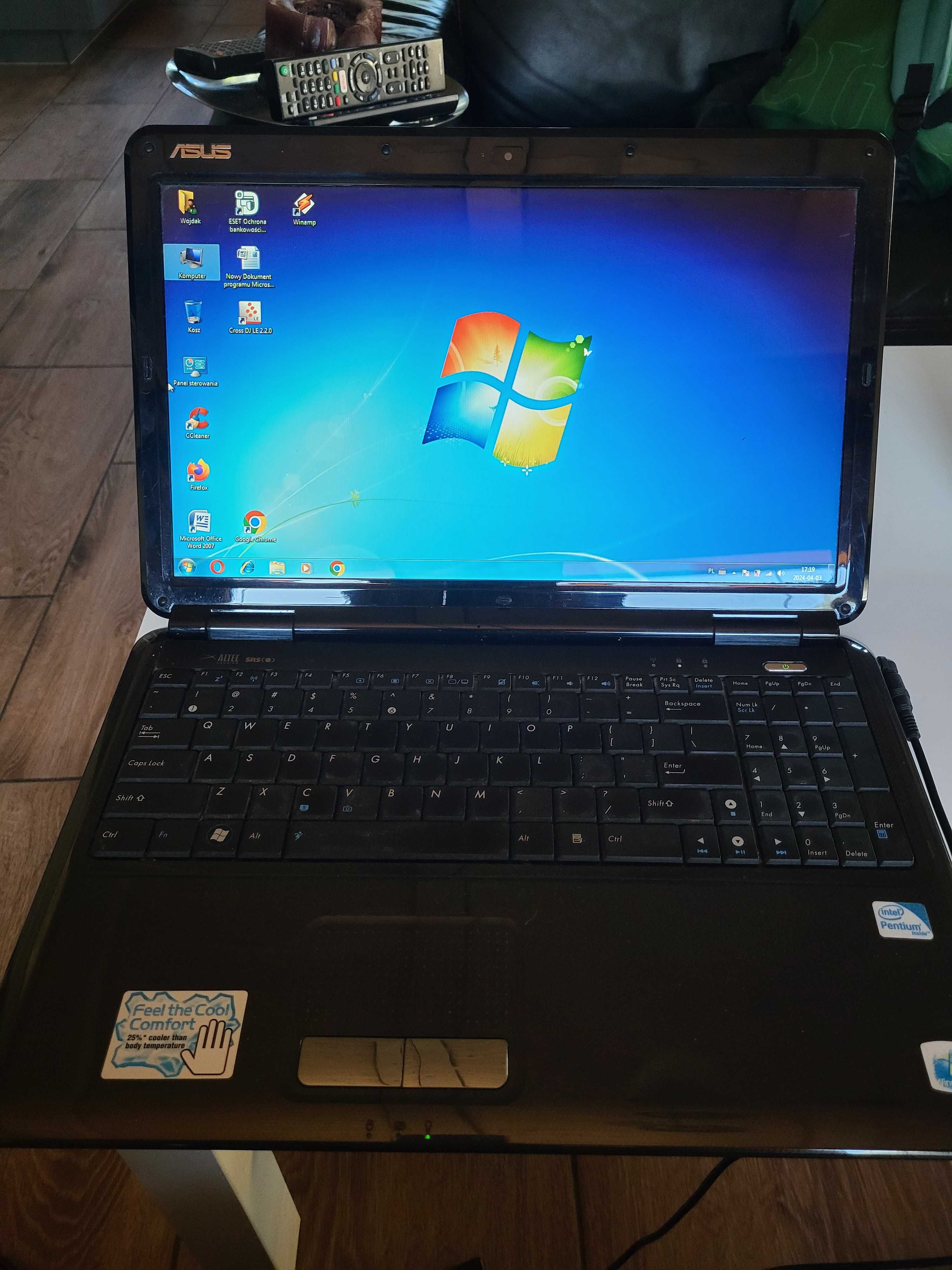 Laptop Asus 2-rdzeniowy, Ram 3Gb, Dysk 250